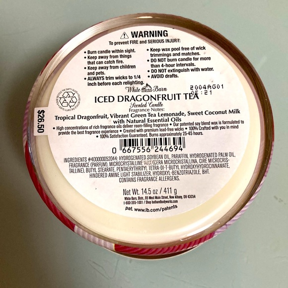 Bath And Body Works Iced Dragonfruit Tea 3 Wick Candle BBW - Picture 5 of 6